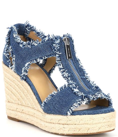 michael kors berkley platform leather sandals|Michael Kors denim wedges.